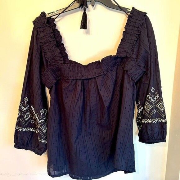 Cupio precious %100 cotton boho embroidery square neck blouse. NwT. Medium - Picture 1 of 7